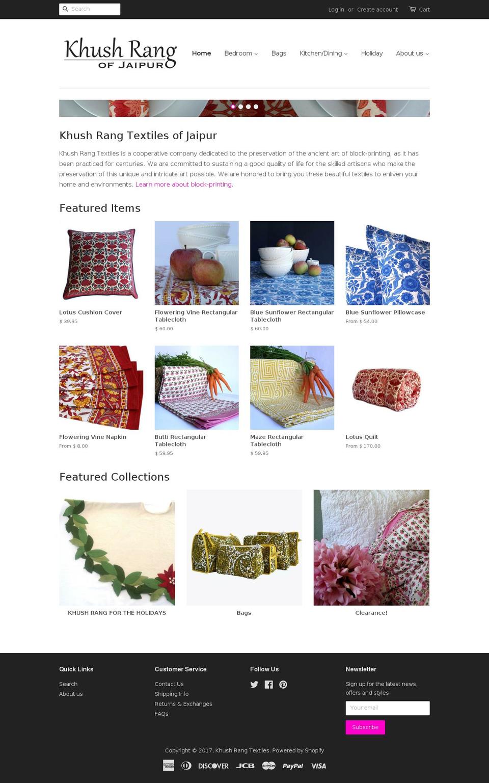 khushrangtextiles.com shopify website screenshot