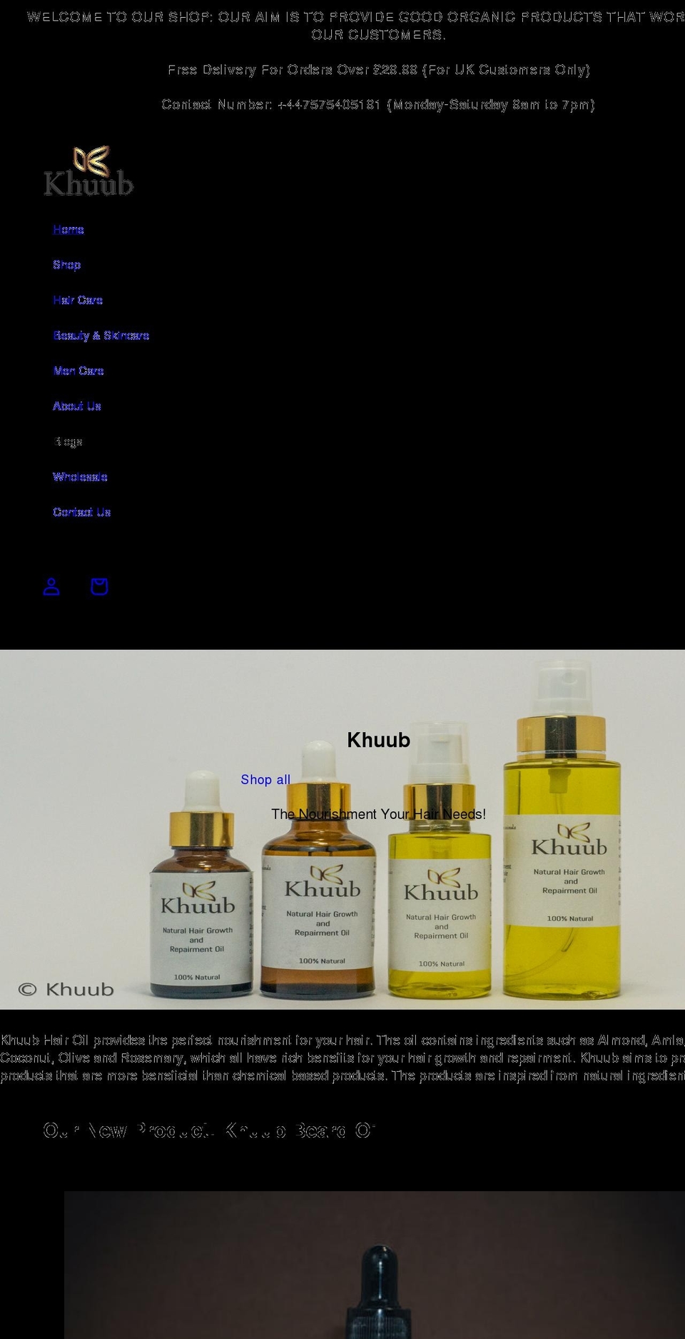 khuub.co.uk shopify website screenshot