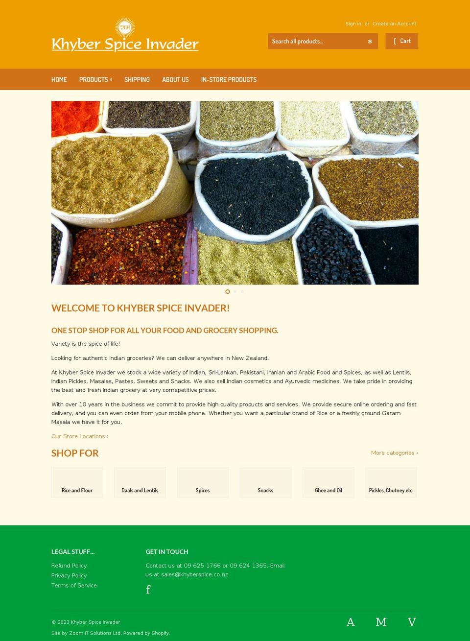 khyberspice.co.nz shopify website screenshot