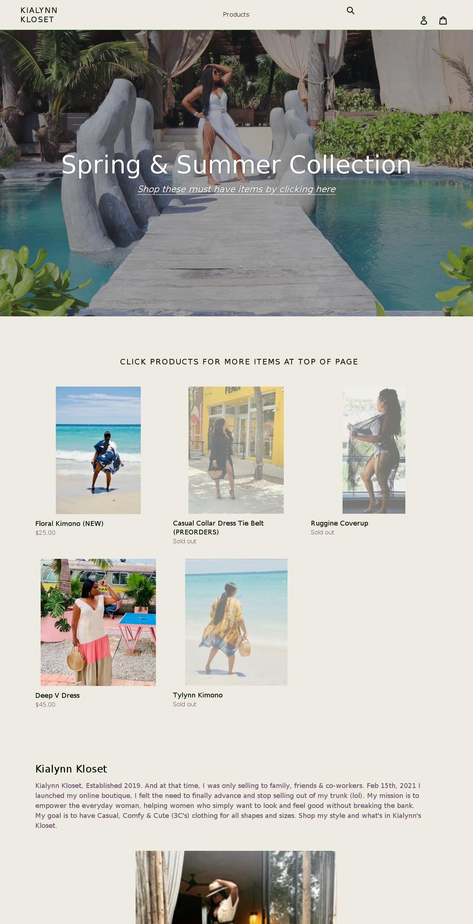 kialynnkloset.com shopify website screenshot