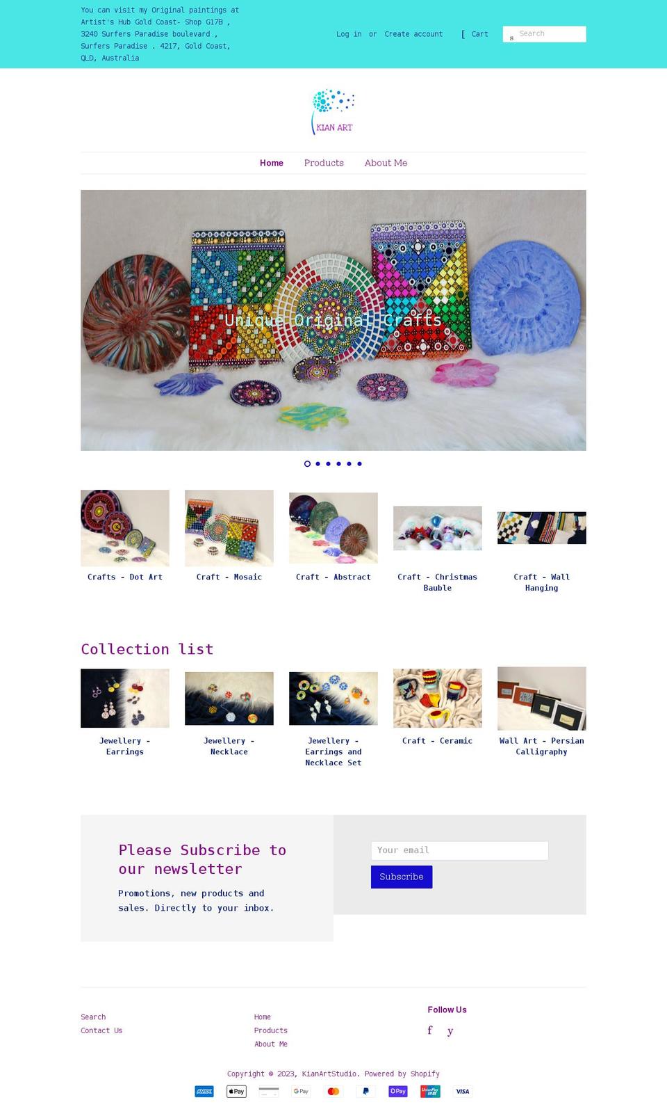 kianartstudio.com shopify website screenshot