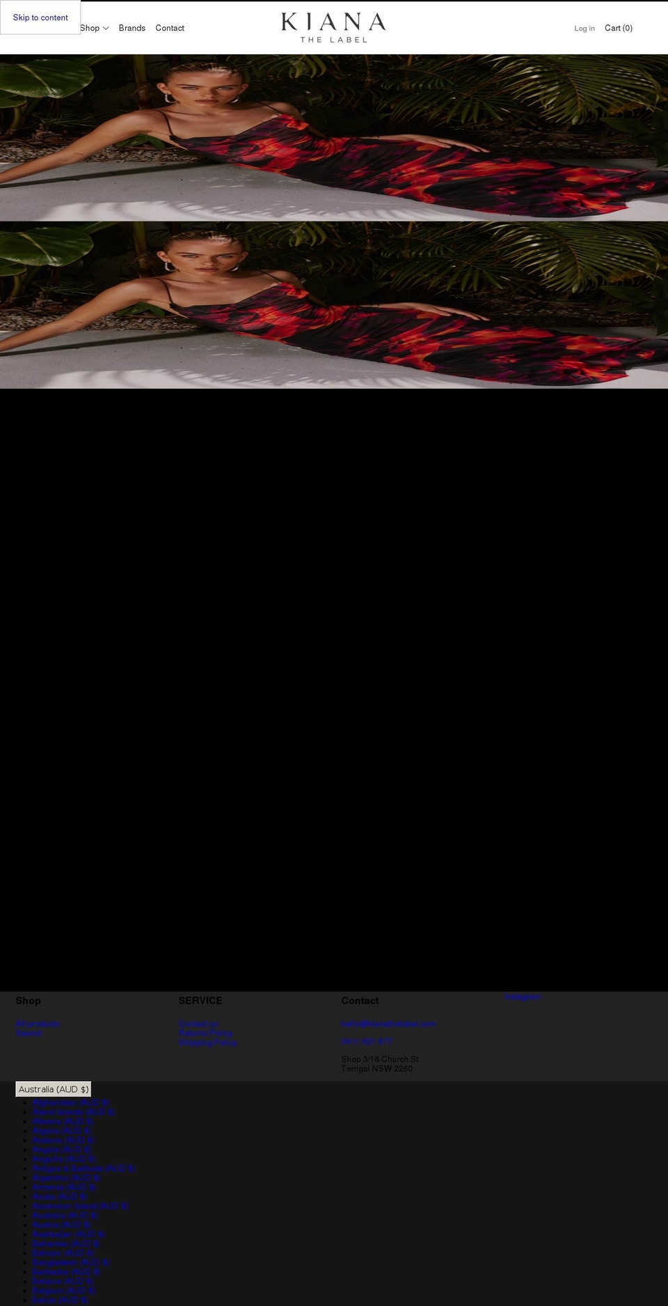 kianathelabel.com shopify website screenshot