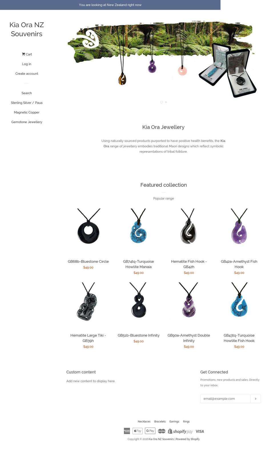 kiaoranzsouvenirs.co.nz shopify website screenshot