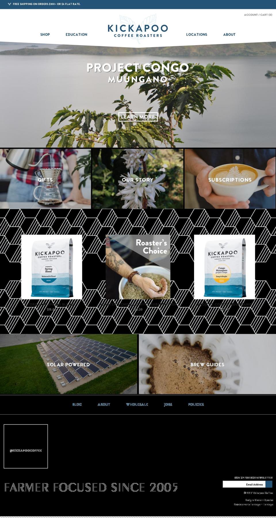 kickapoocoffee.net shopify website screenshot