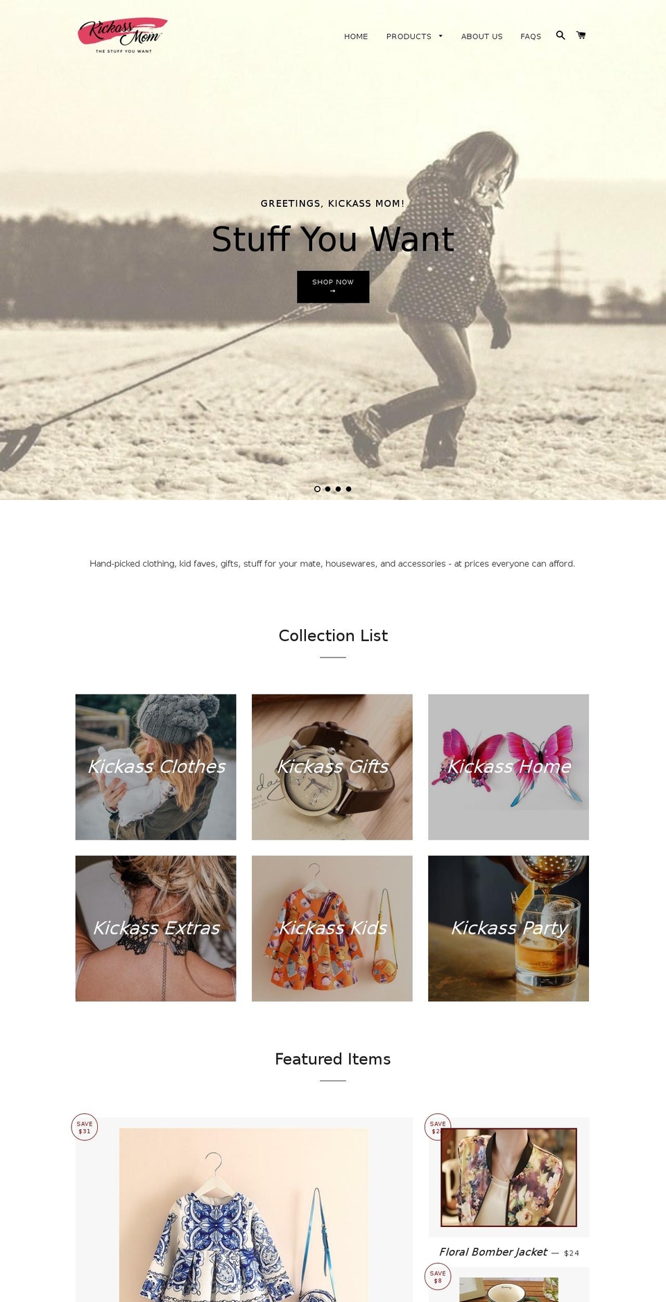 kickassmom.com shopify website screenshot
