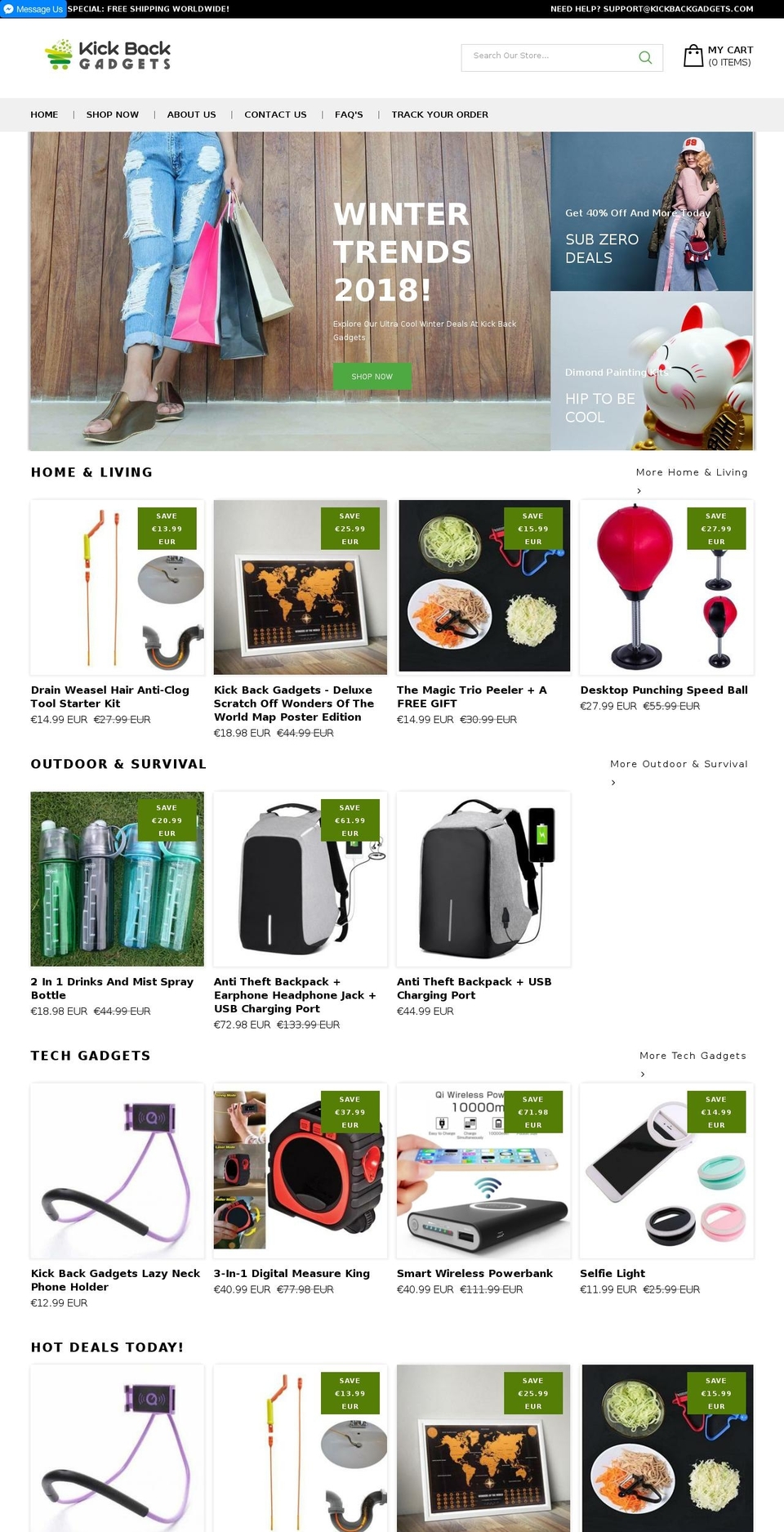 kickbackgadgets.com — Shopify storefront screenshot