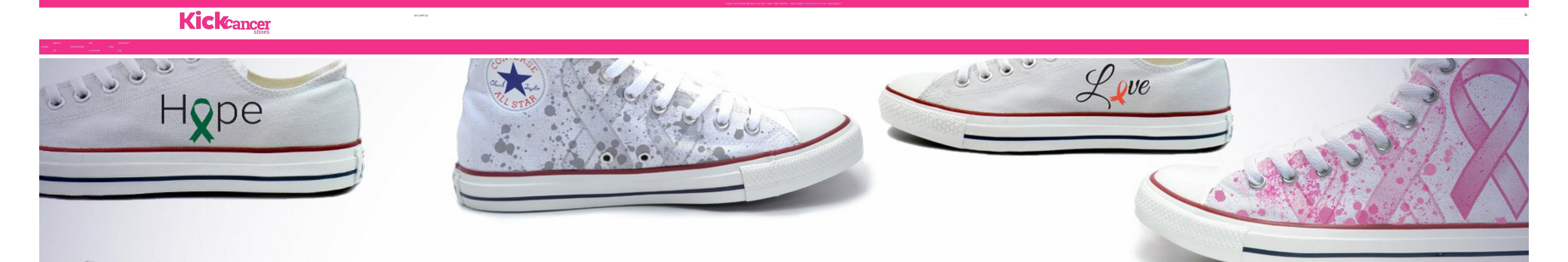 kickcancershoes.com shopify website screenshot