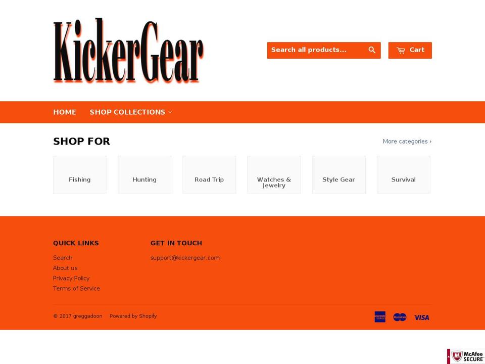 kickergear.com shopify website screenshot