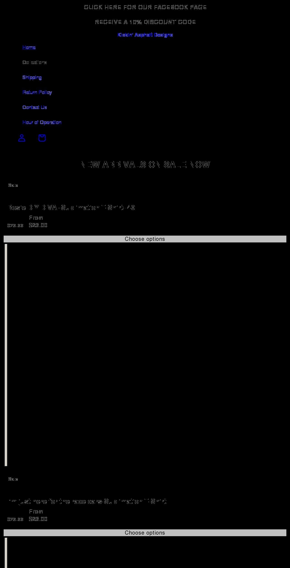 kickinasphaltdesigns.com shopify website screenshot