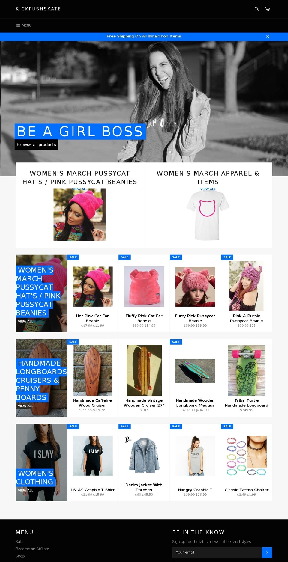 kickpushskate.com shopify website screenshot