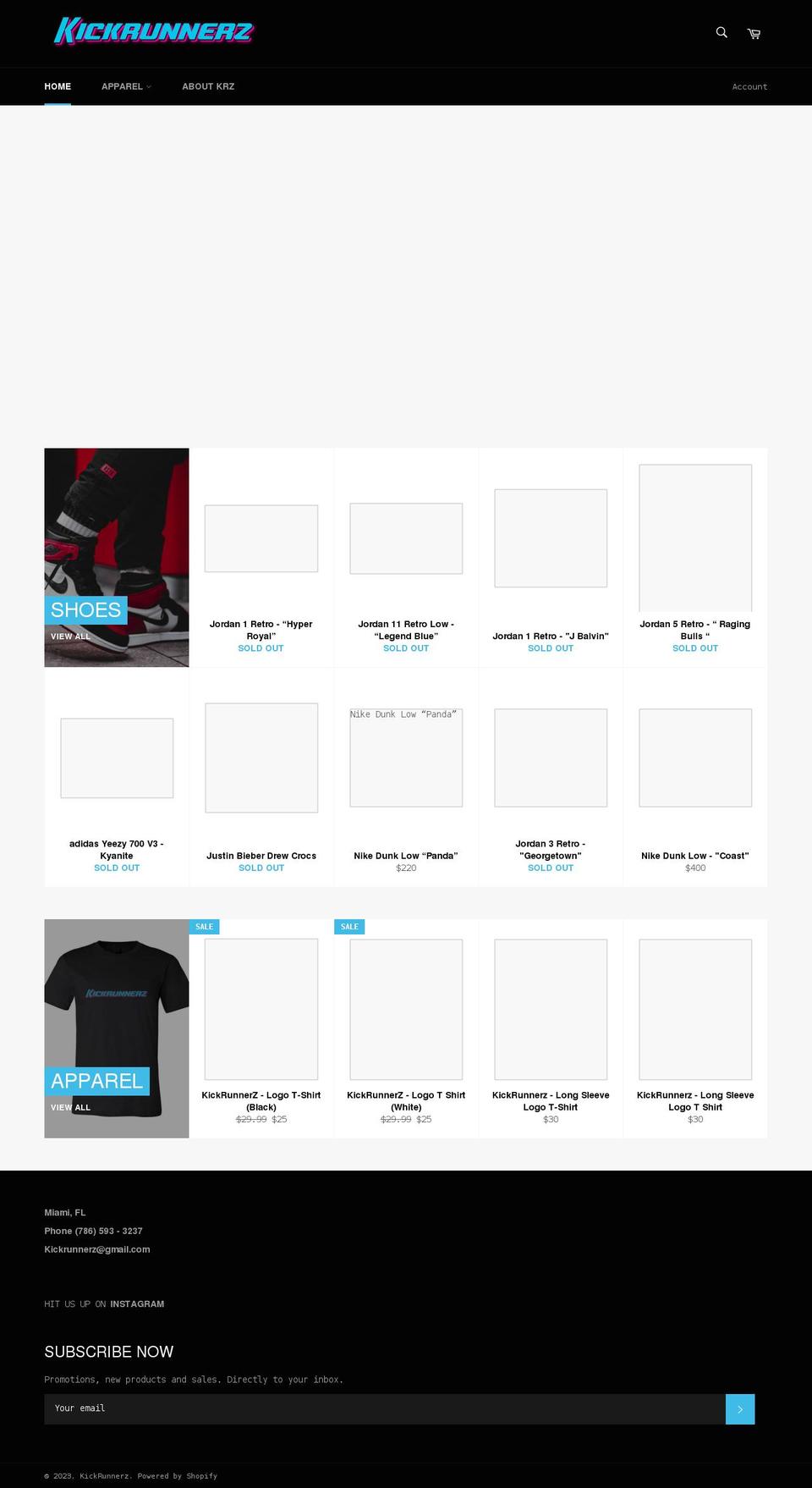 kickrunnerz.com shopify website screenshot