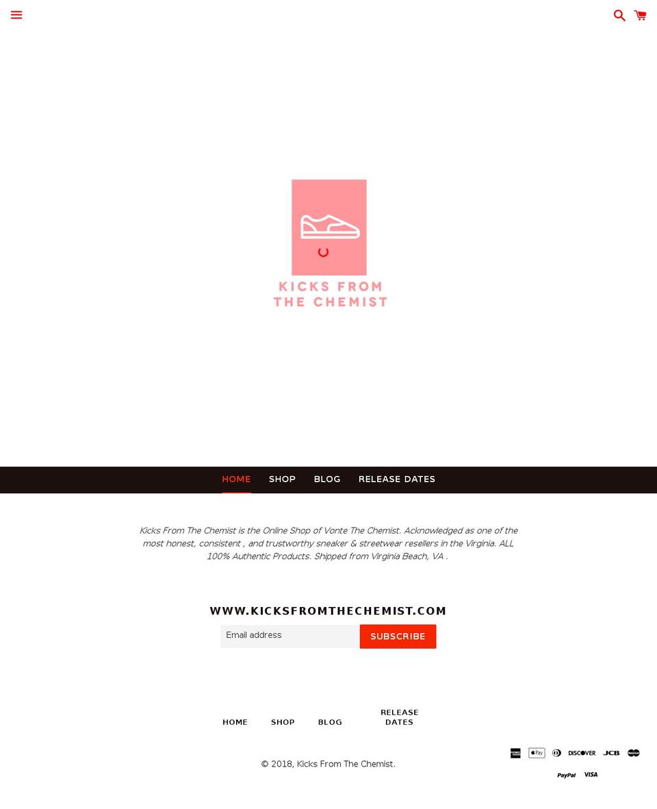 kicksfromthechemist.com shopify website screenshot