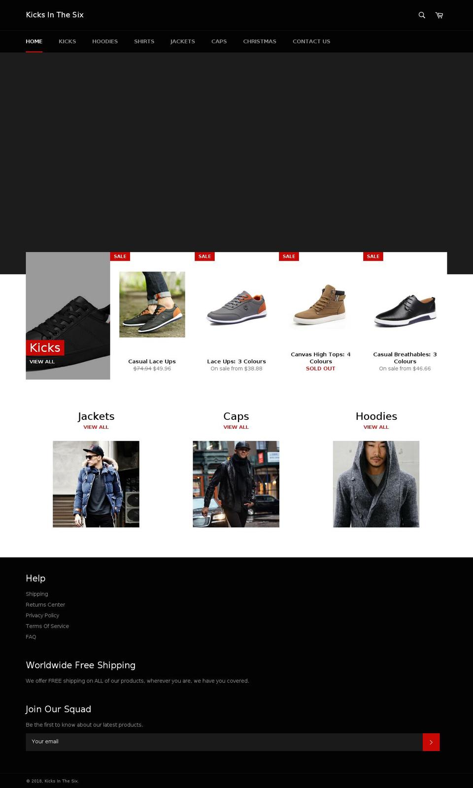 kicksinthe6.com — Shopify storefront screenshot