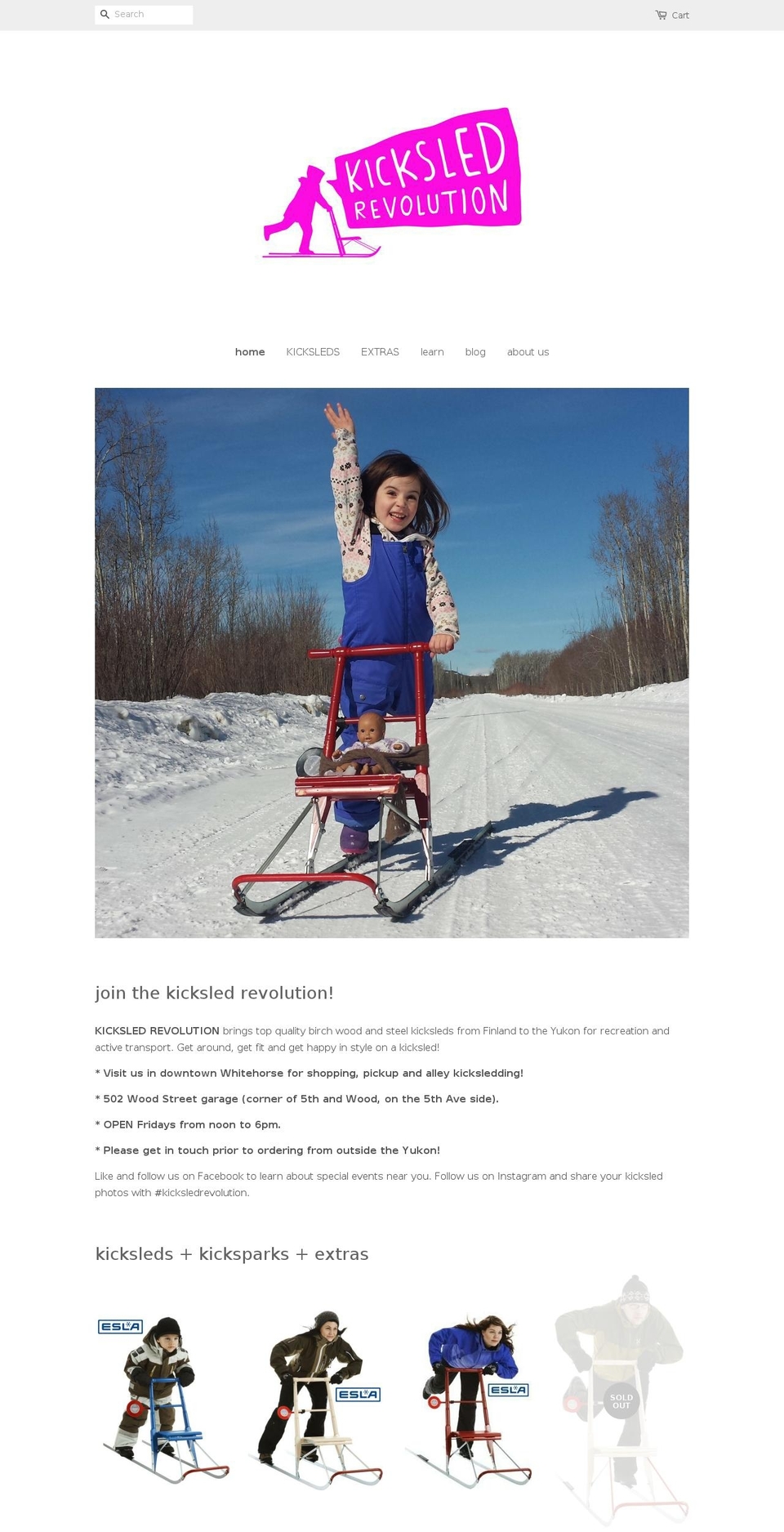 kicksledrevolution.com shopify website screenshot