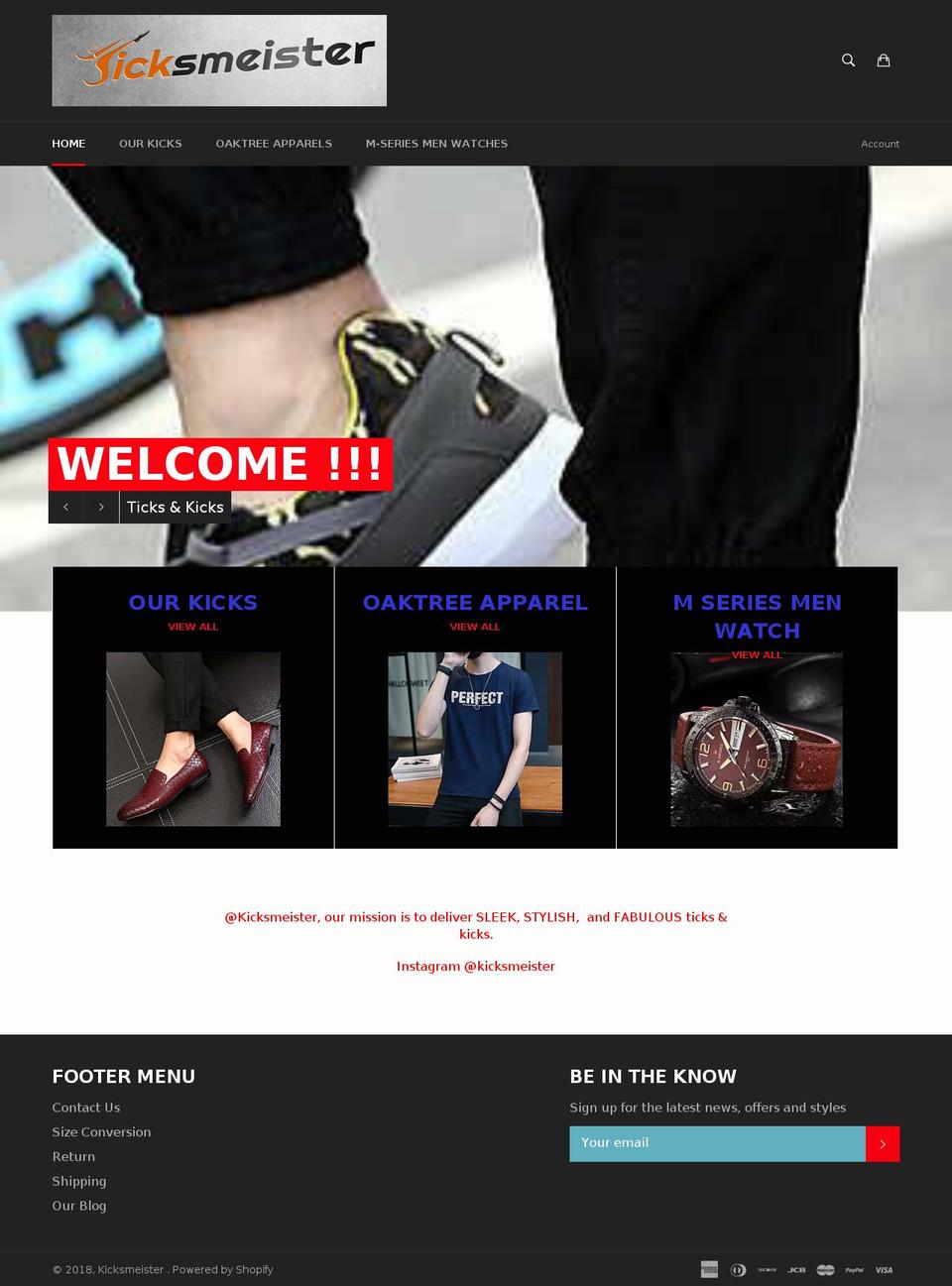 kicksmeister.com — Shopify storefront screenshot