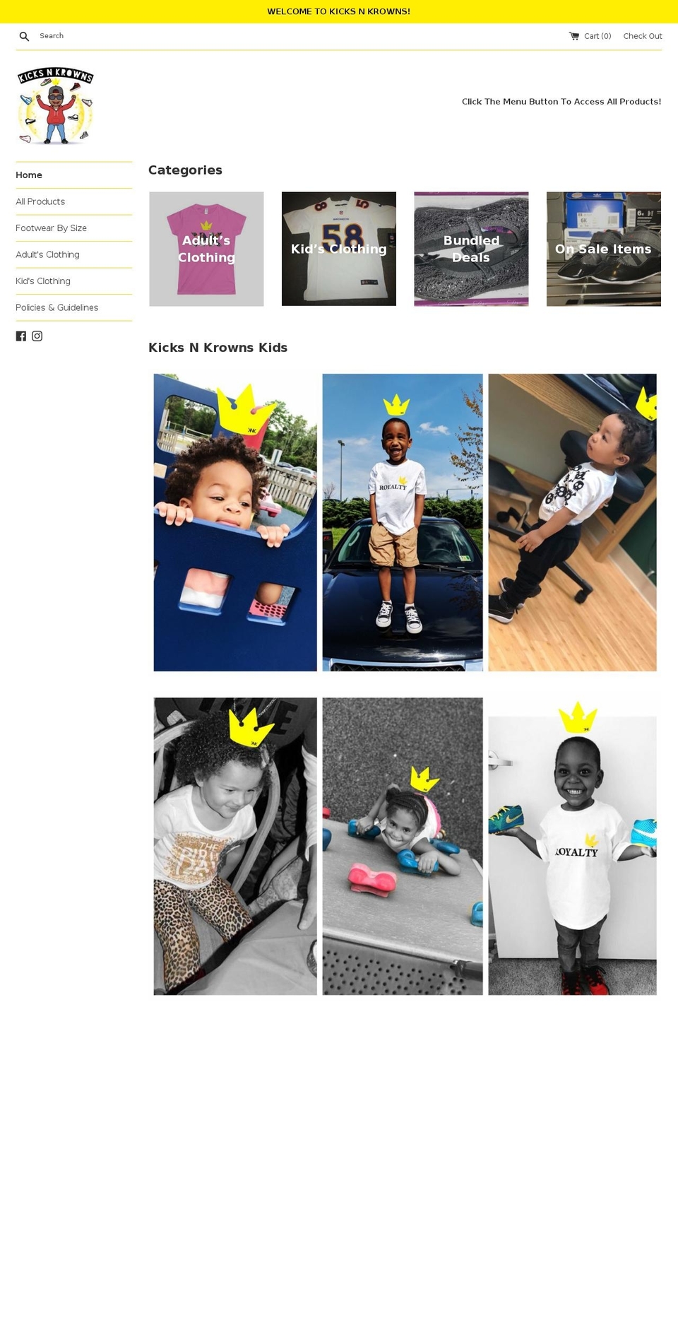 kicksnkrowns.com — Shopify storefront screenshot