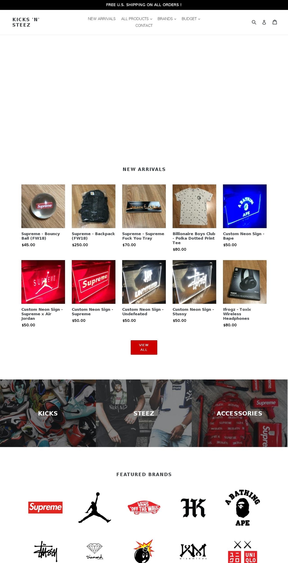 kicksnsteez.com shopify website screenshot
