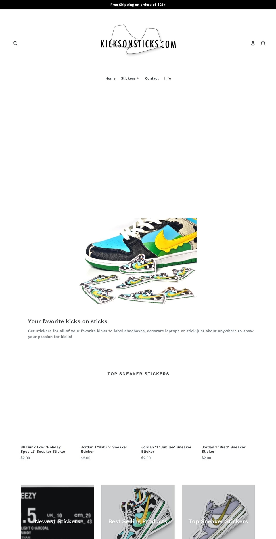 kicksonsticks.com — Shopify storefront screenshot