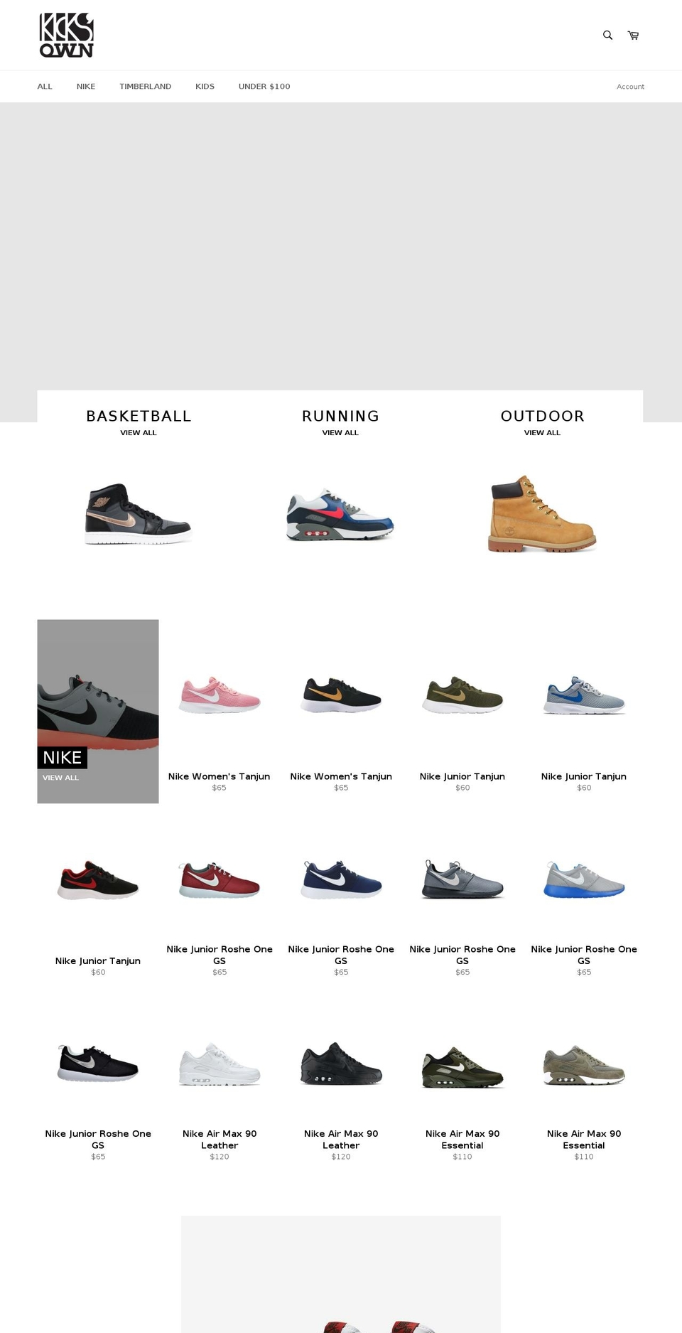 kicksown.com — Shopify storefront screenshot