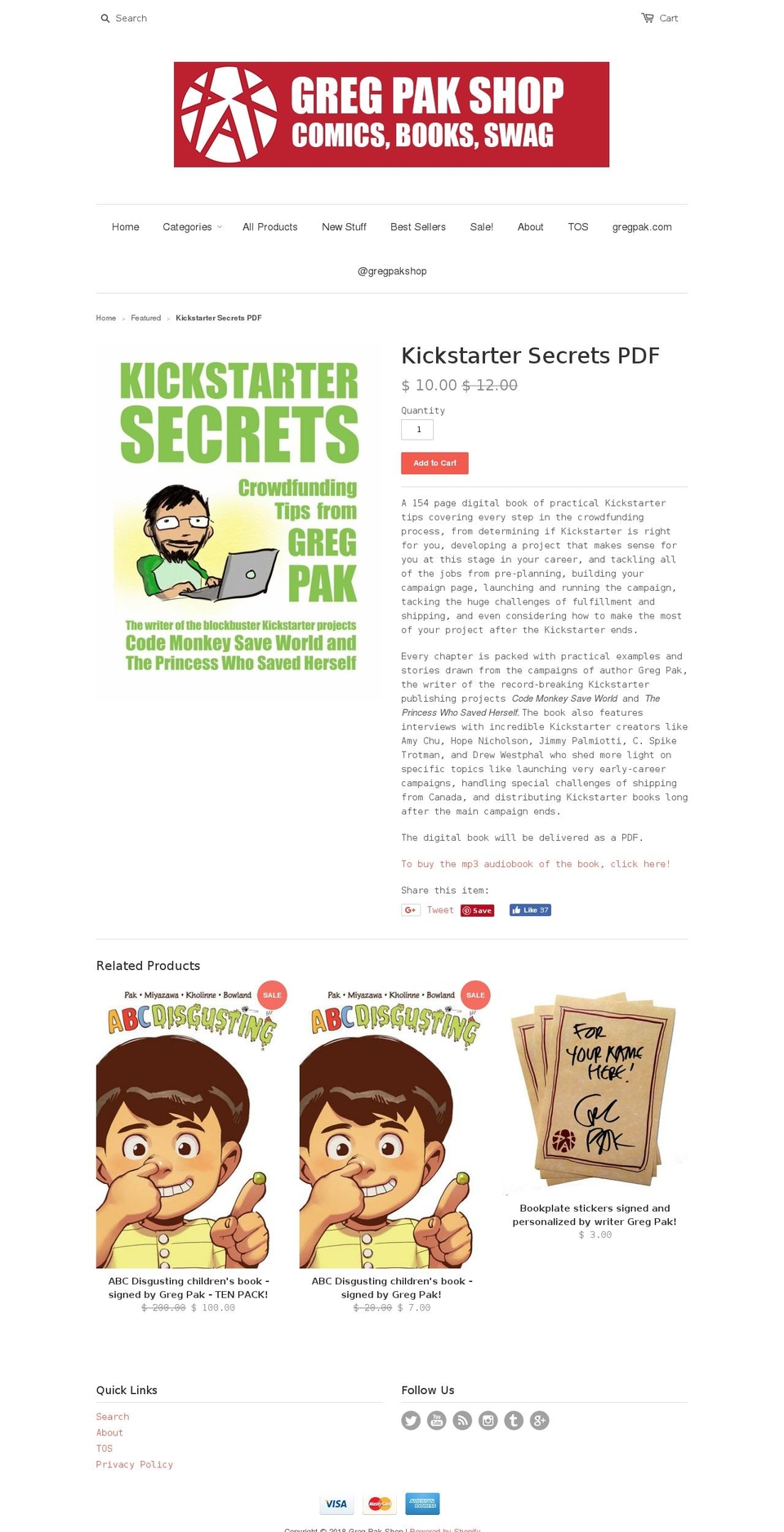 kickstarter-secrets.com — Shopify storefront screenshot