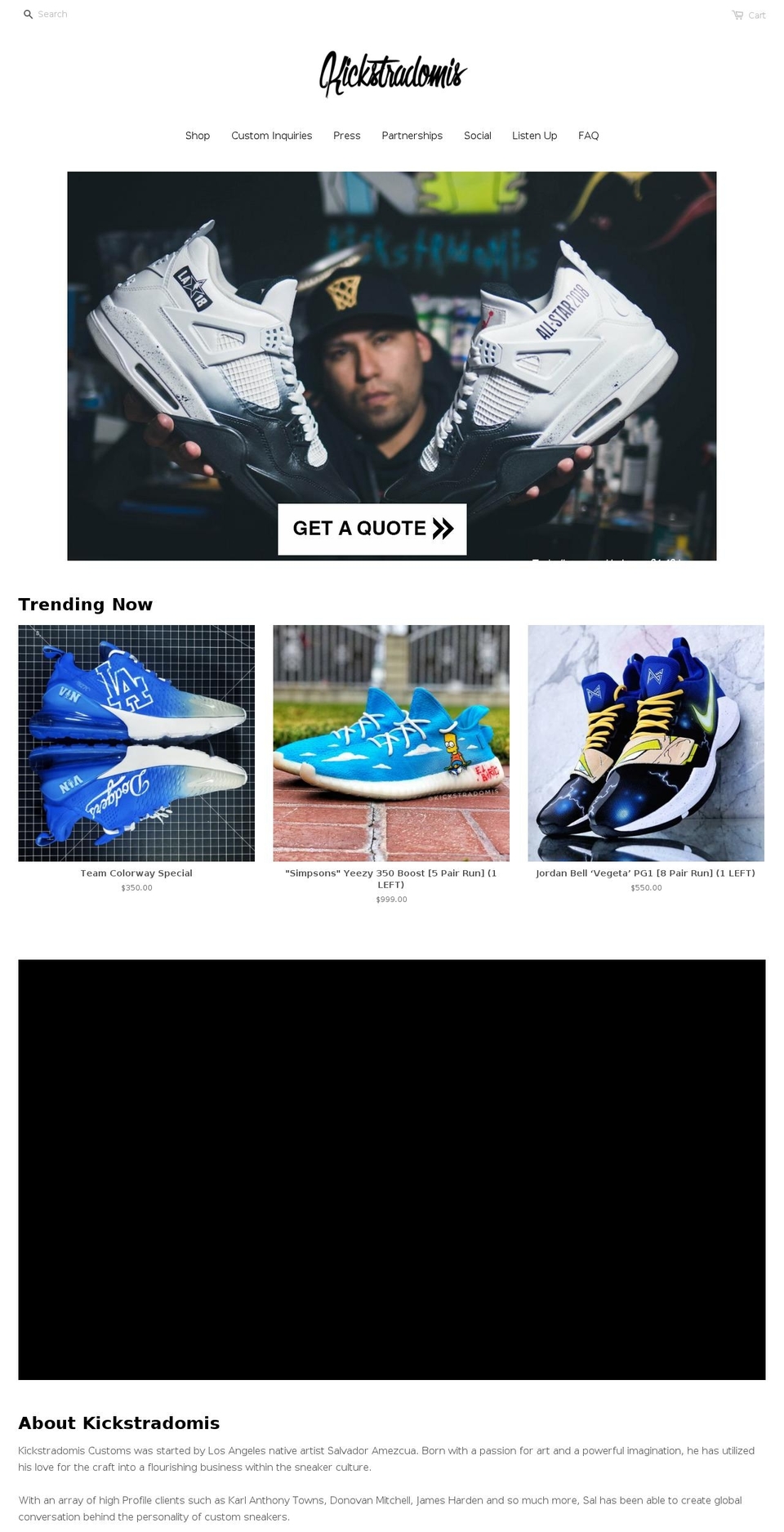 kickstradomis.com shopify website screenshot