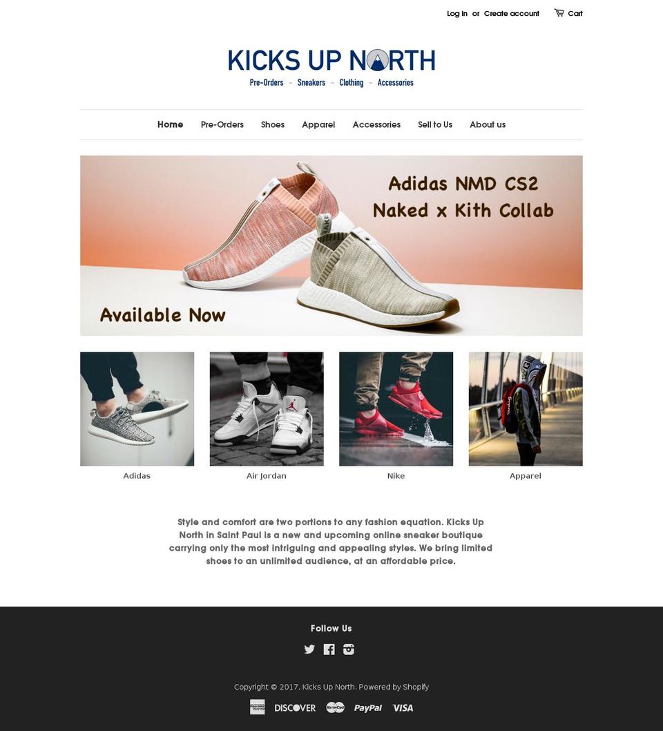 kicksupnorth.com shopify website screenshot