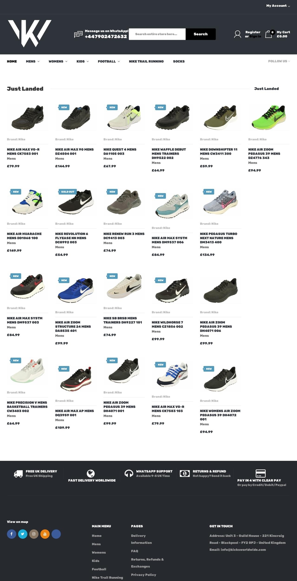 Sneaker Shopify theme site example kicksworldwide.com