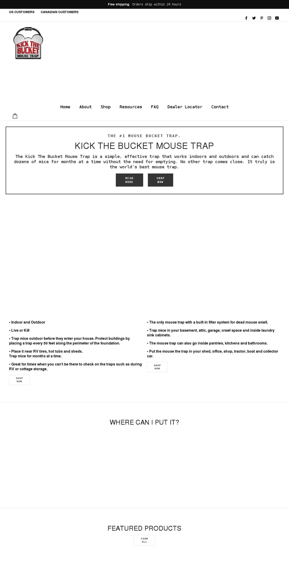 kickthebucketmousetrap.com shopify website screenshot