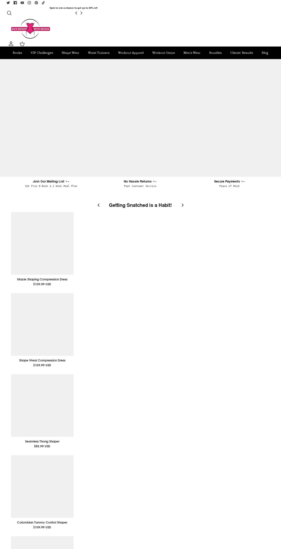 kickweightwithkeisha.com shopify website screenshot