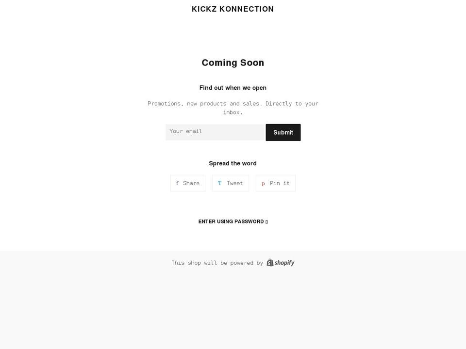 kickzkonnection.com shopify website screenshot