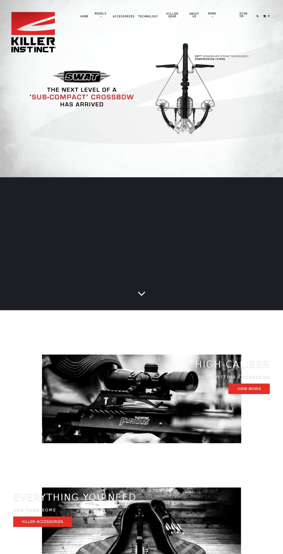 kicrossbows.com shopify website screenshot