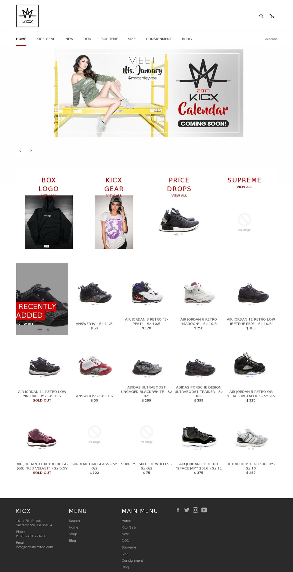 kicxunlimited.com shopify website screenshot