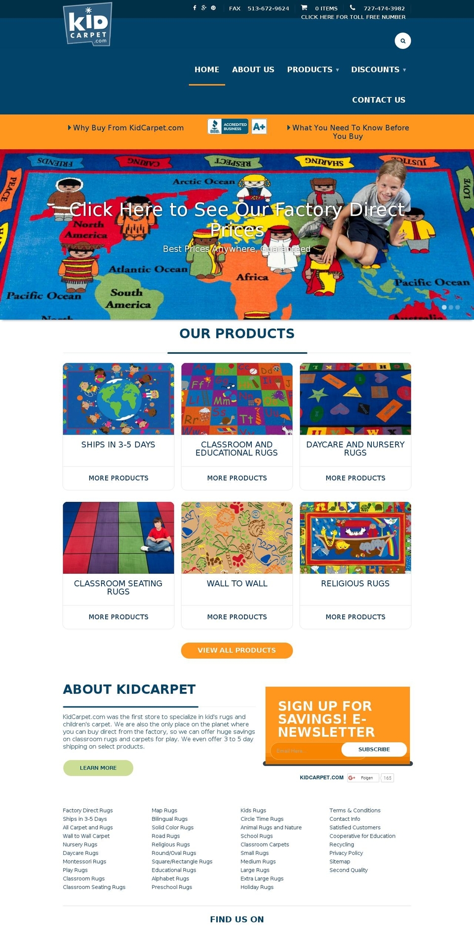 kidcarpet.com shopify website screenshot