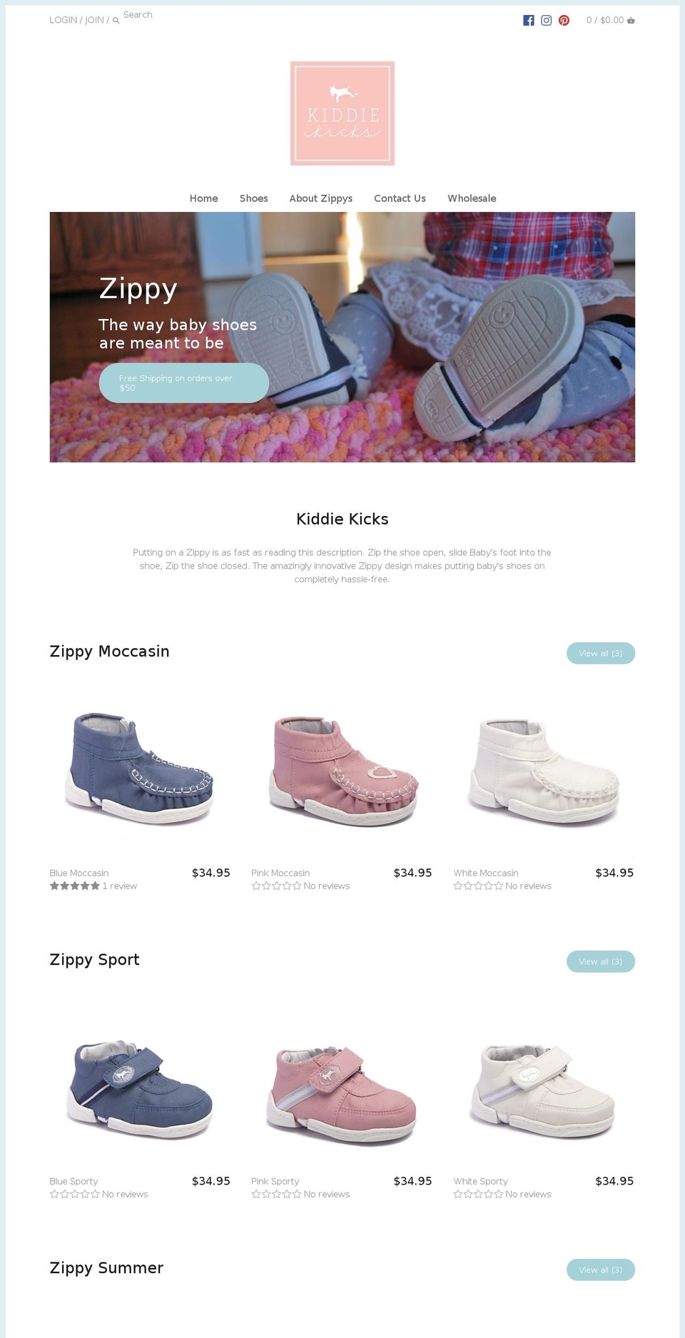 kiddie-kicks.com shopify website screenshot