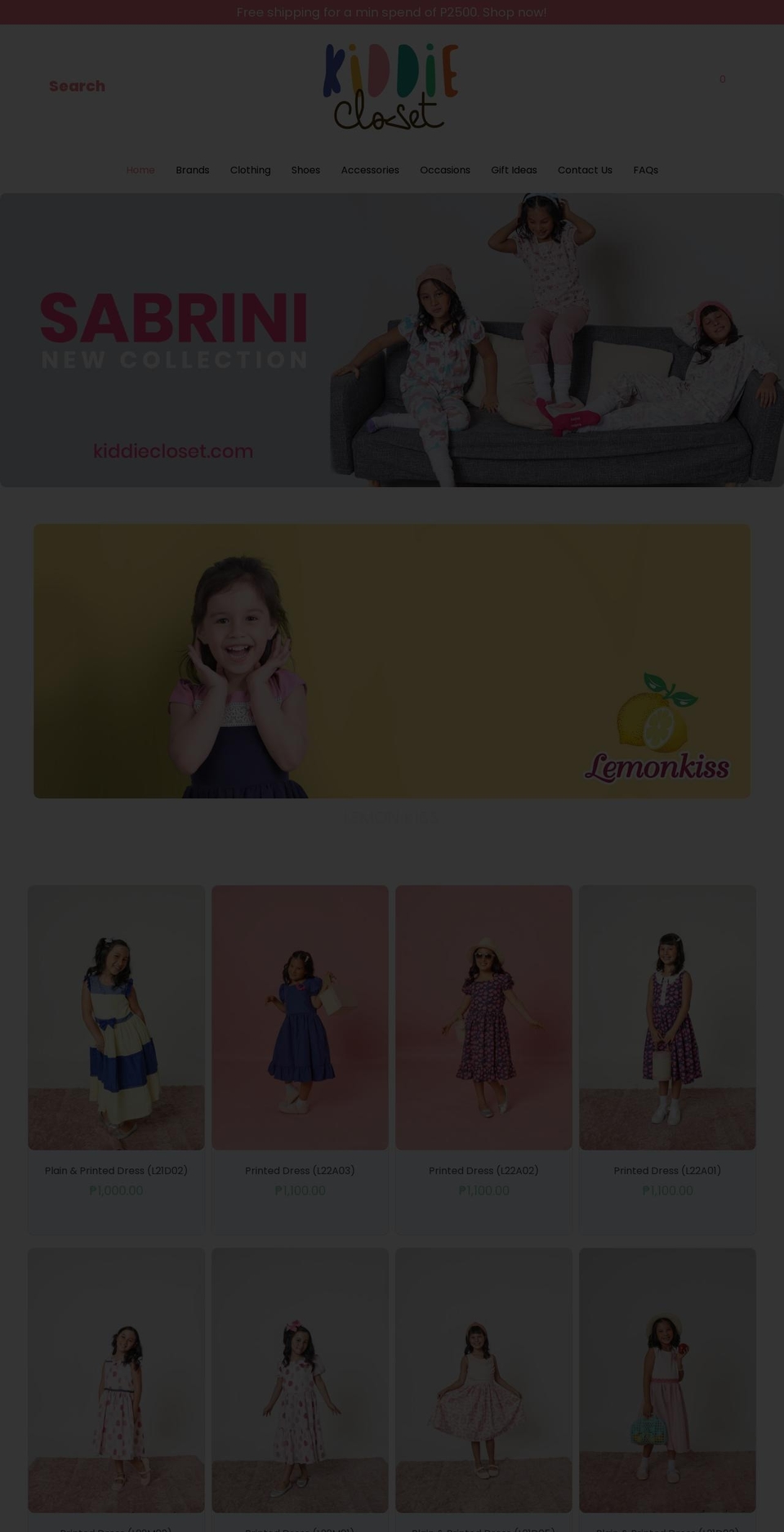 kiddiecloset.com shopify website screenshot