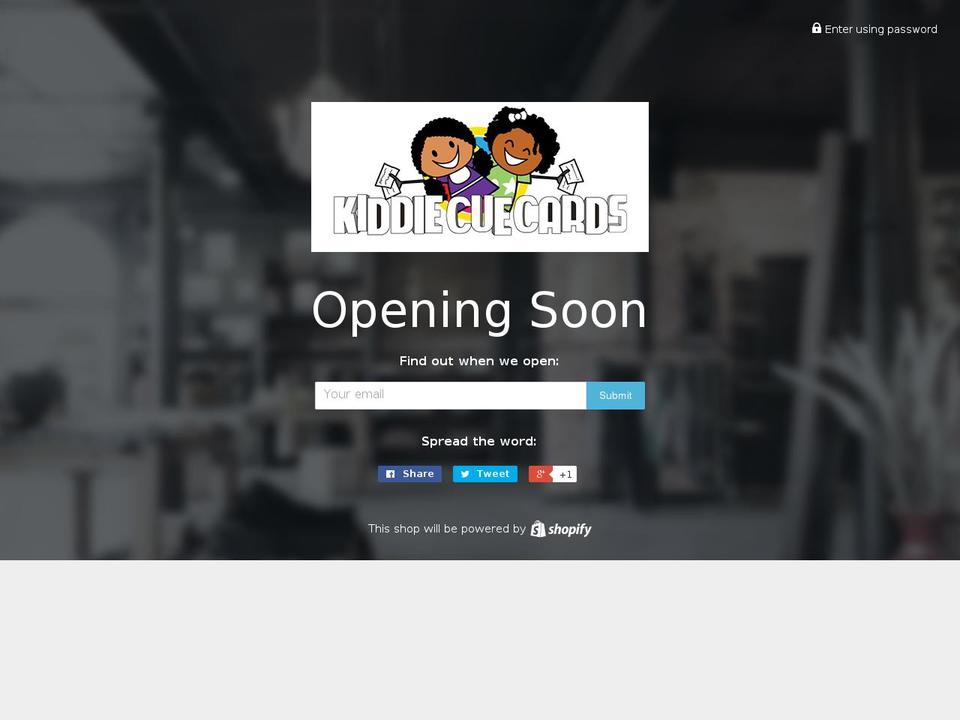 kiddiecuecards.com shopify website screenshot