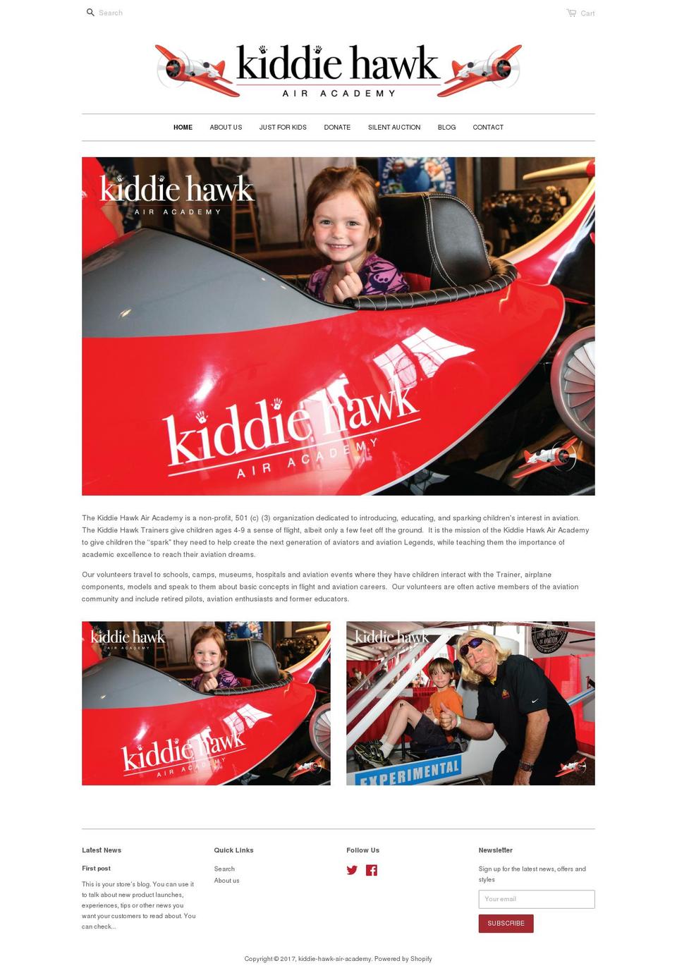 kiddiehawk.org shopify website screenshot