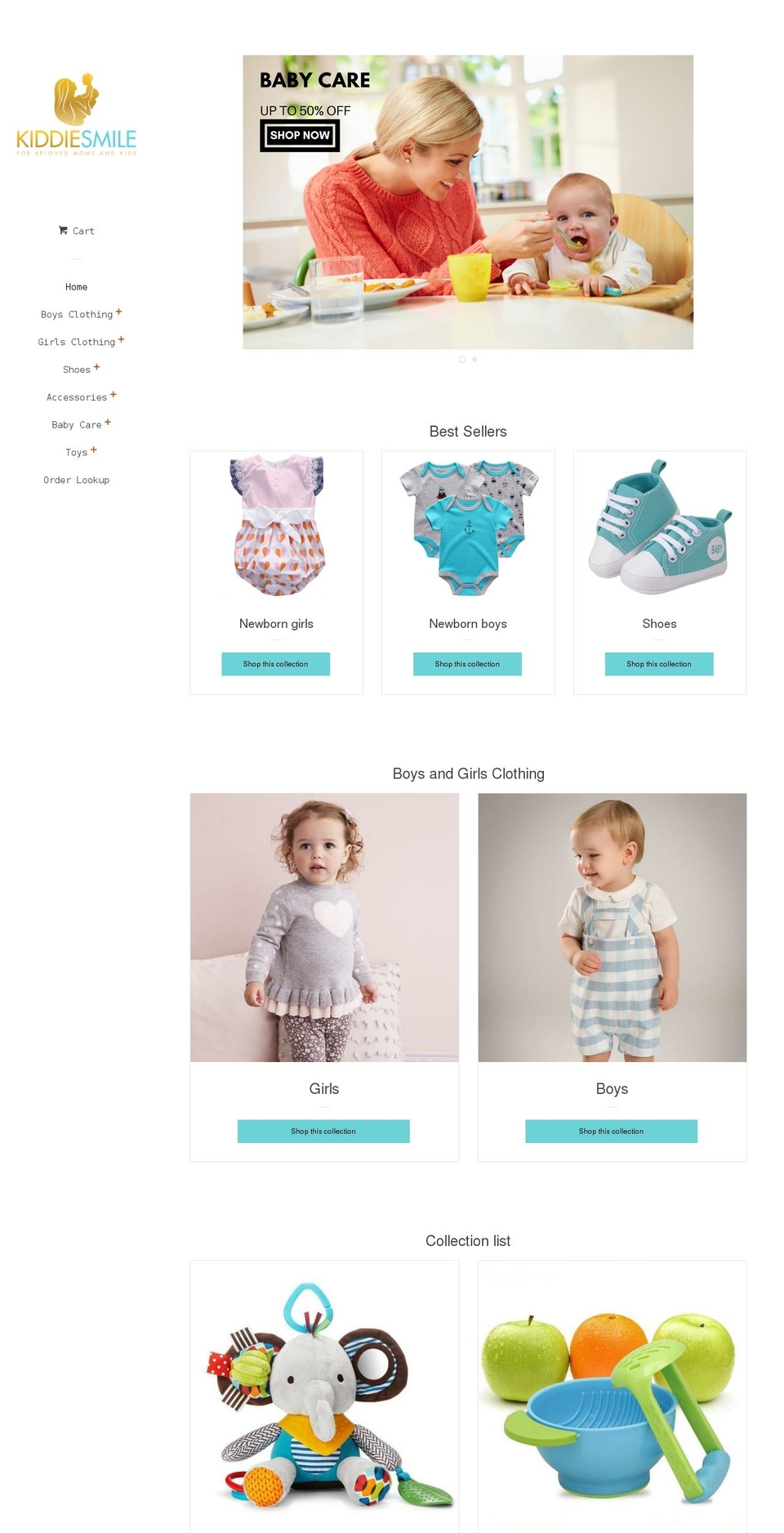 kiddiesmile.com — Shopify storefront screenshot