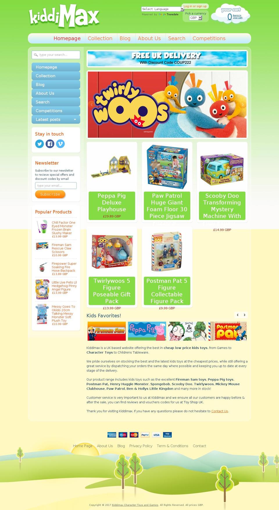 kiddimax.co.uk shopify website screenshot