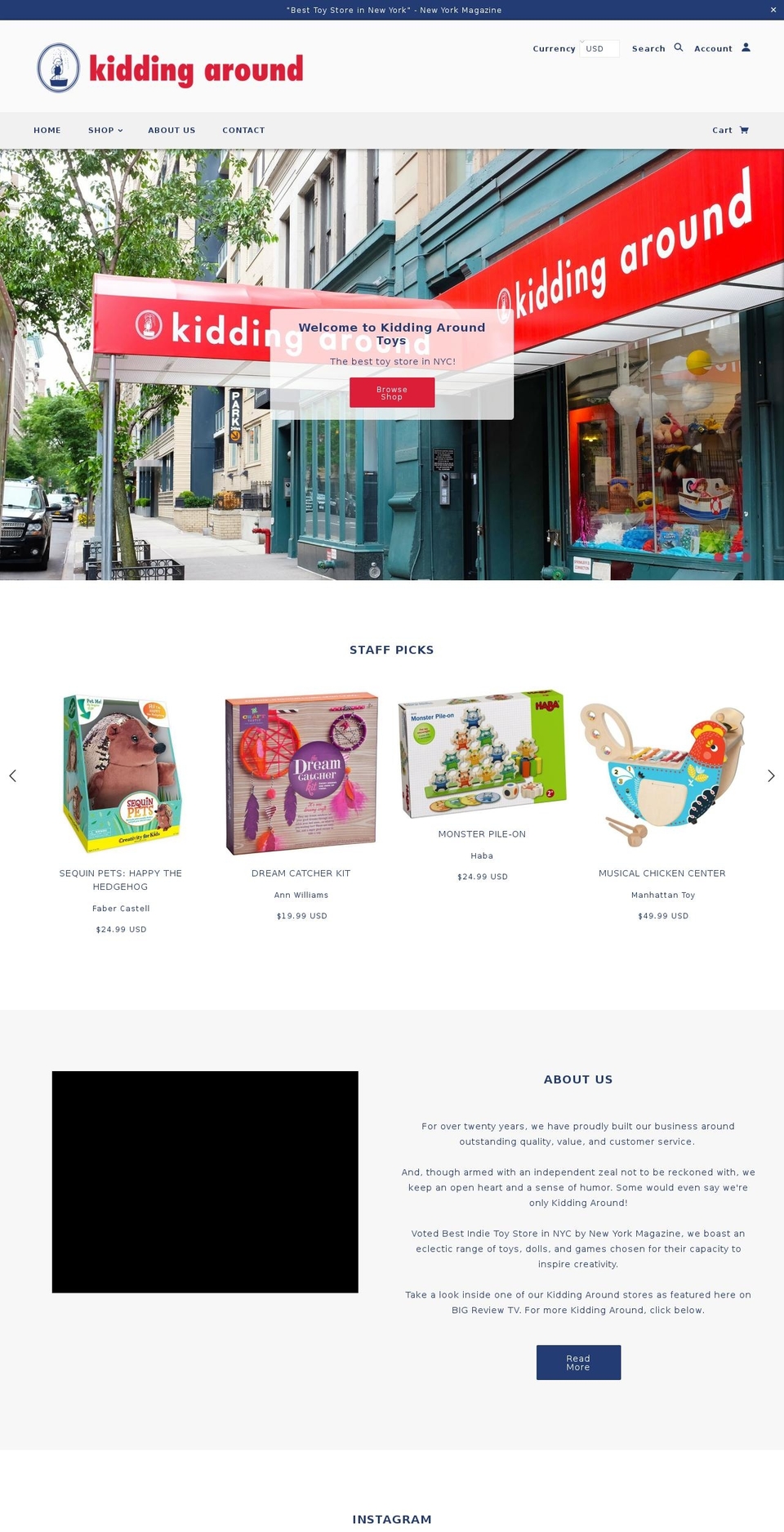 kiddingaroundtoys.com — Shopify storefront screenshot