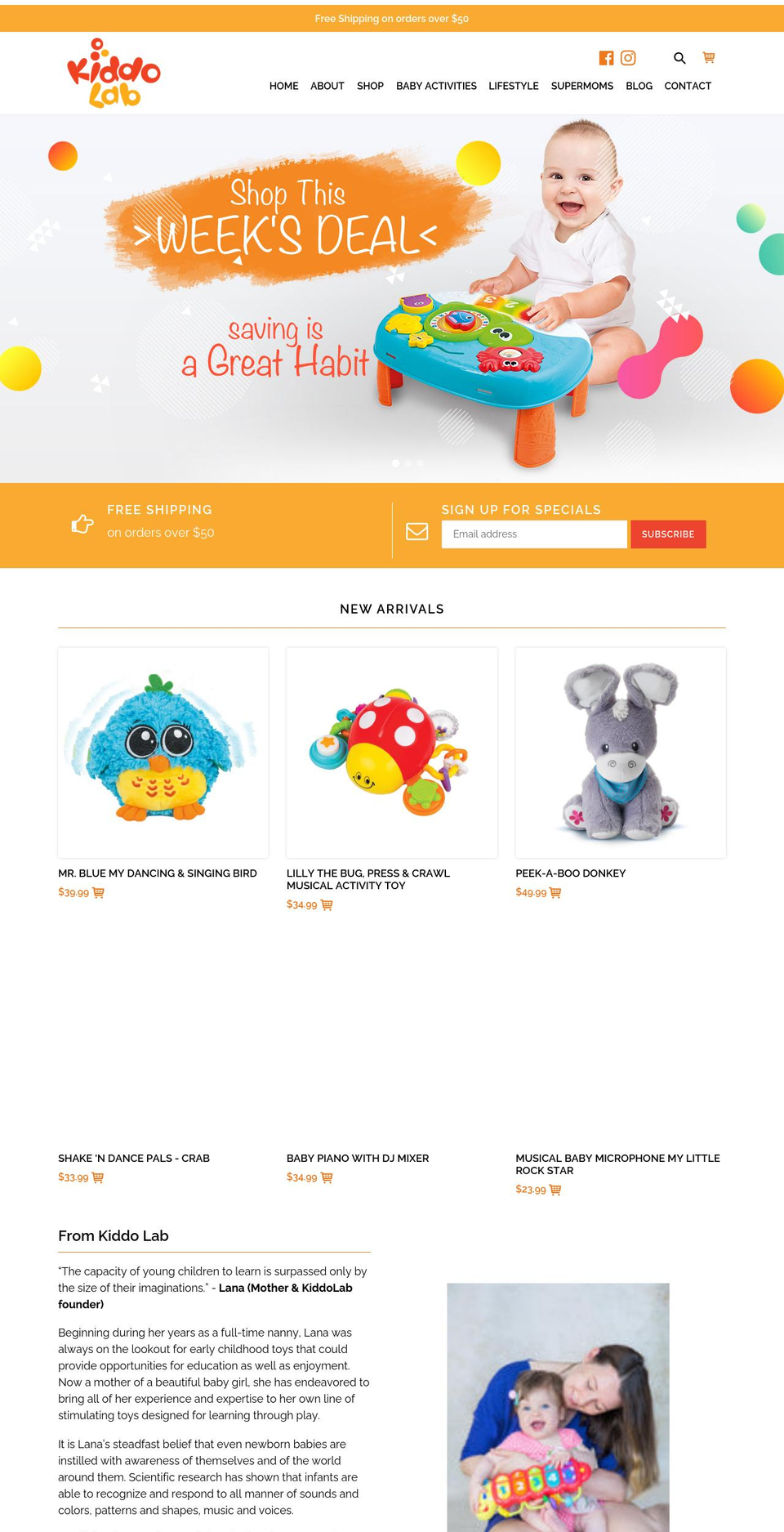 kiddolab.com shopify website screenshot