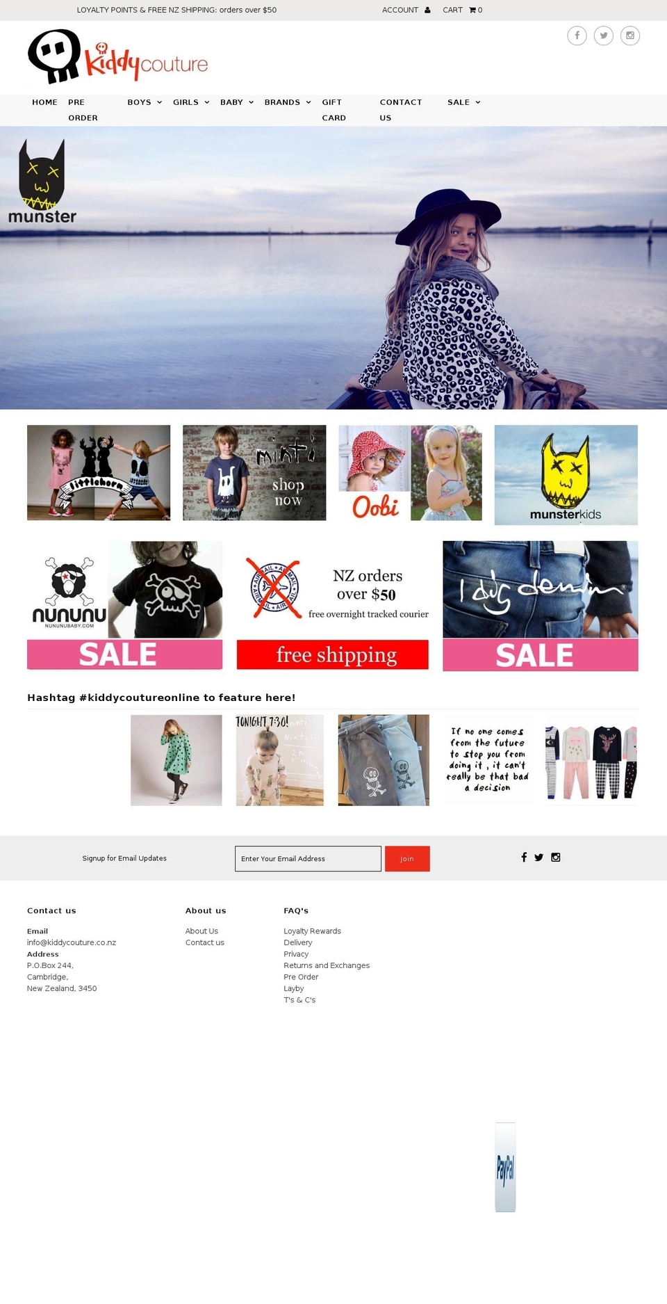 kiddycouture.co.nz shopify website screenshot