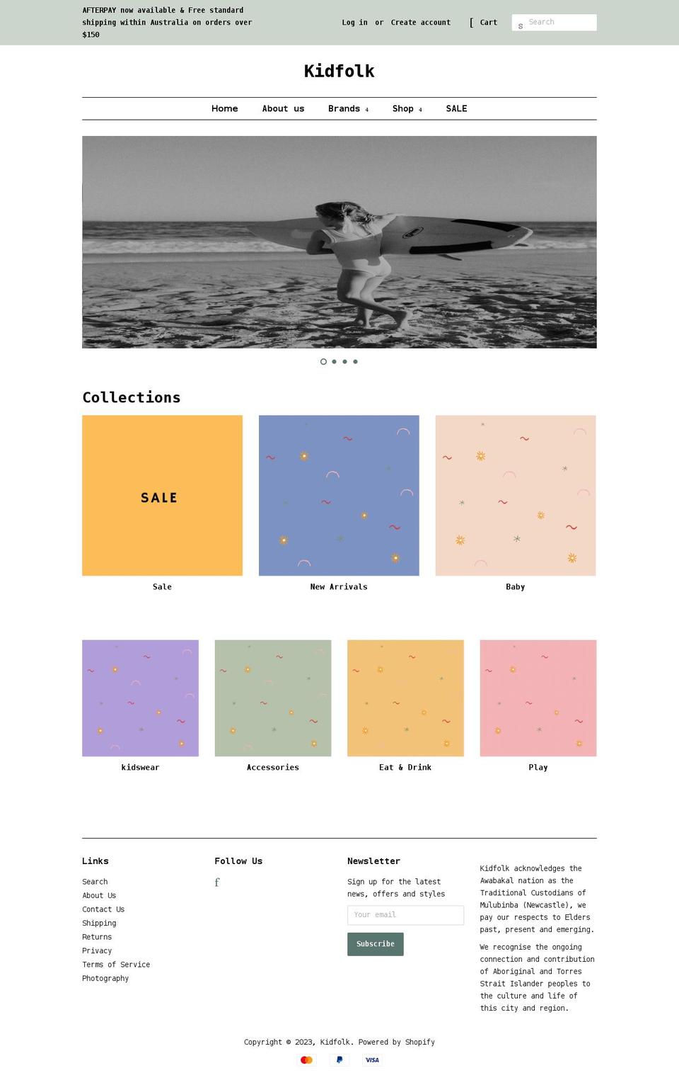 kidfolk.com.au shopify website screenshot