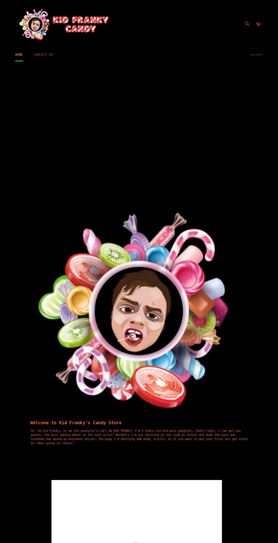 kidfrankycandy.co.uk shopify website screenshot