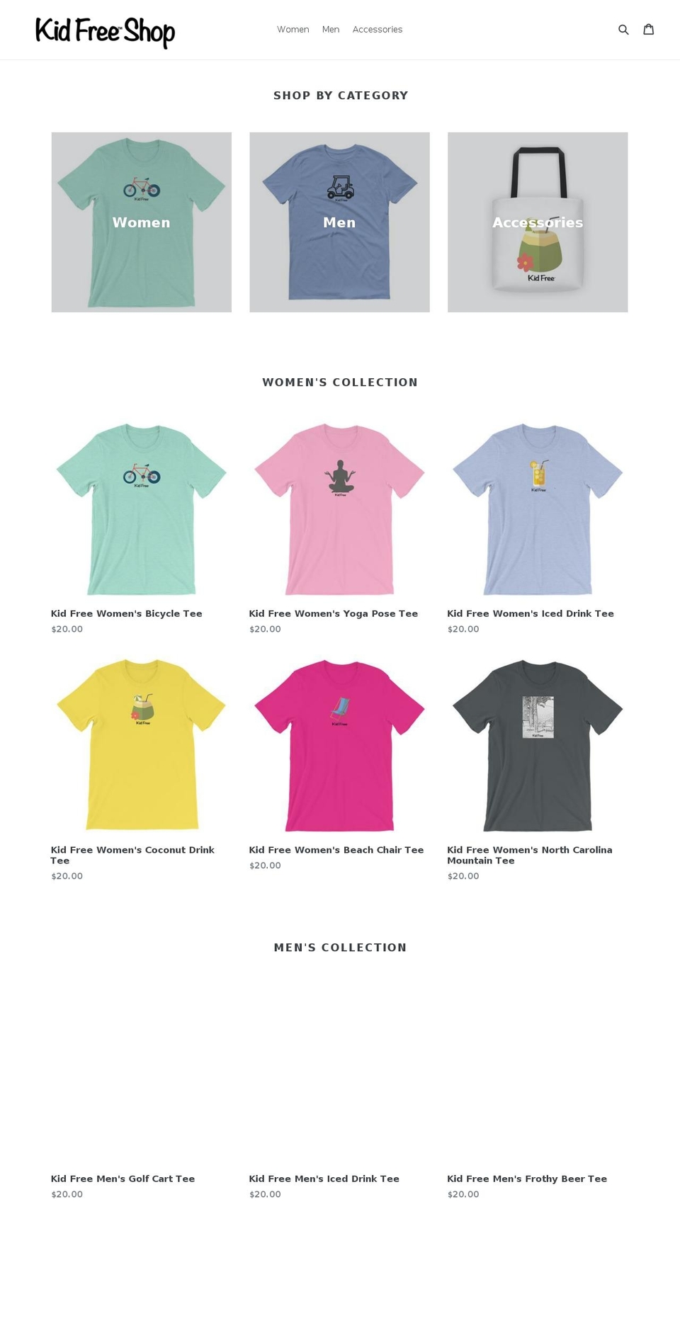 kidfreeshop.com — Shopify storefront screenshot