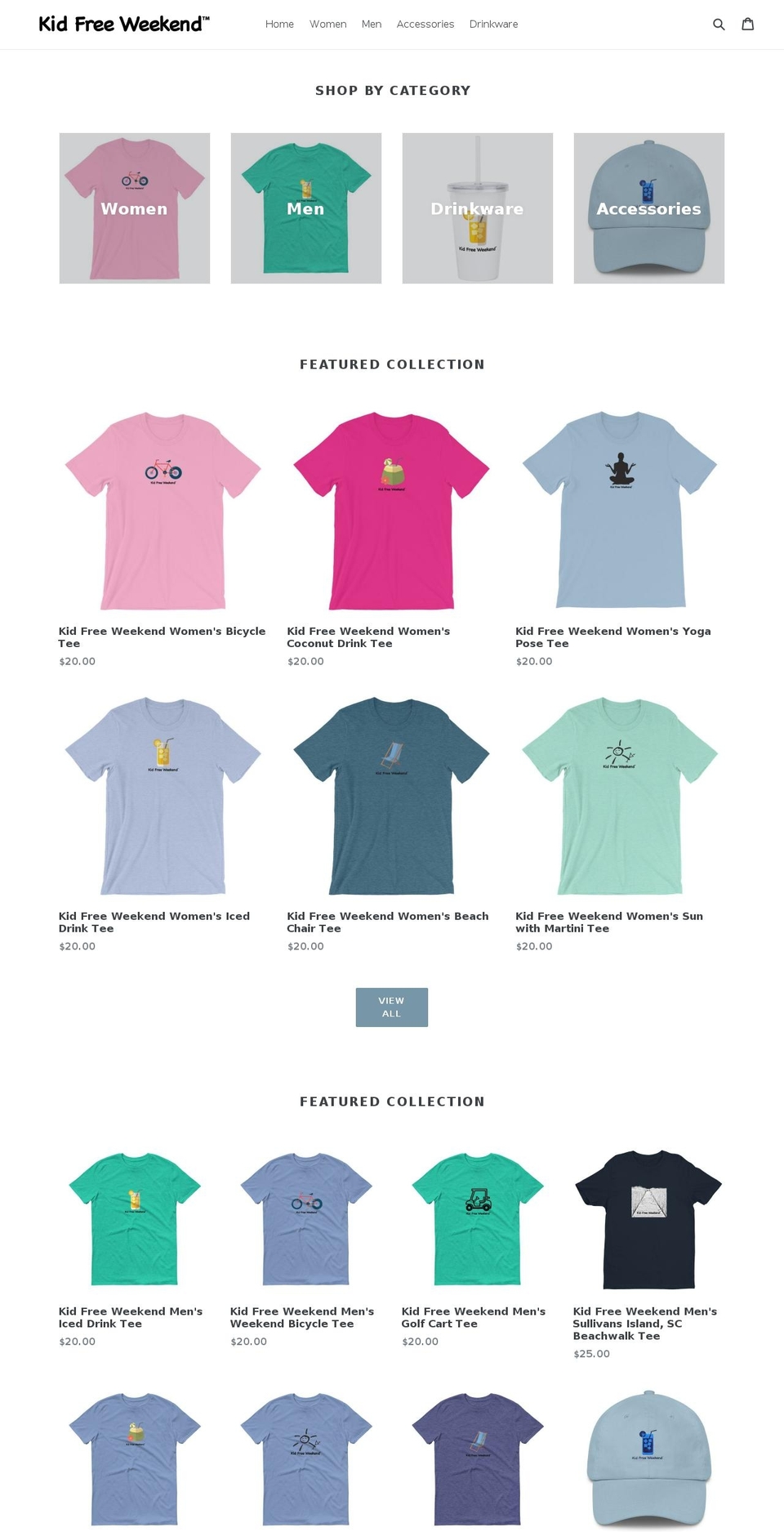 kidfreeweekend.com — Shopify storefront screenshot
