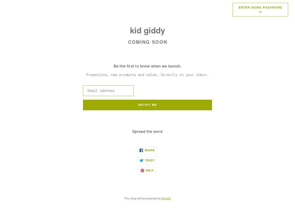kidgiddy.com shopify website screenshot