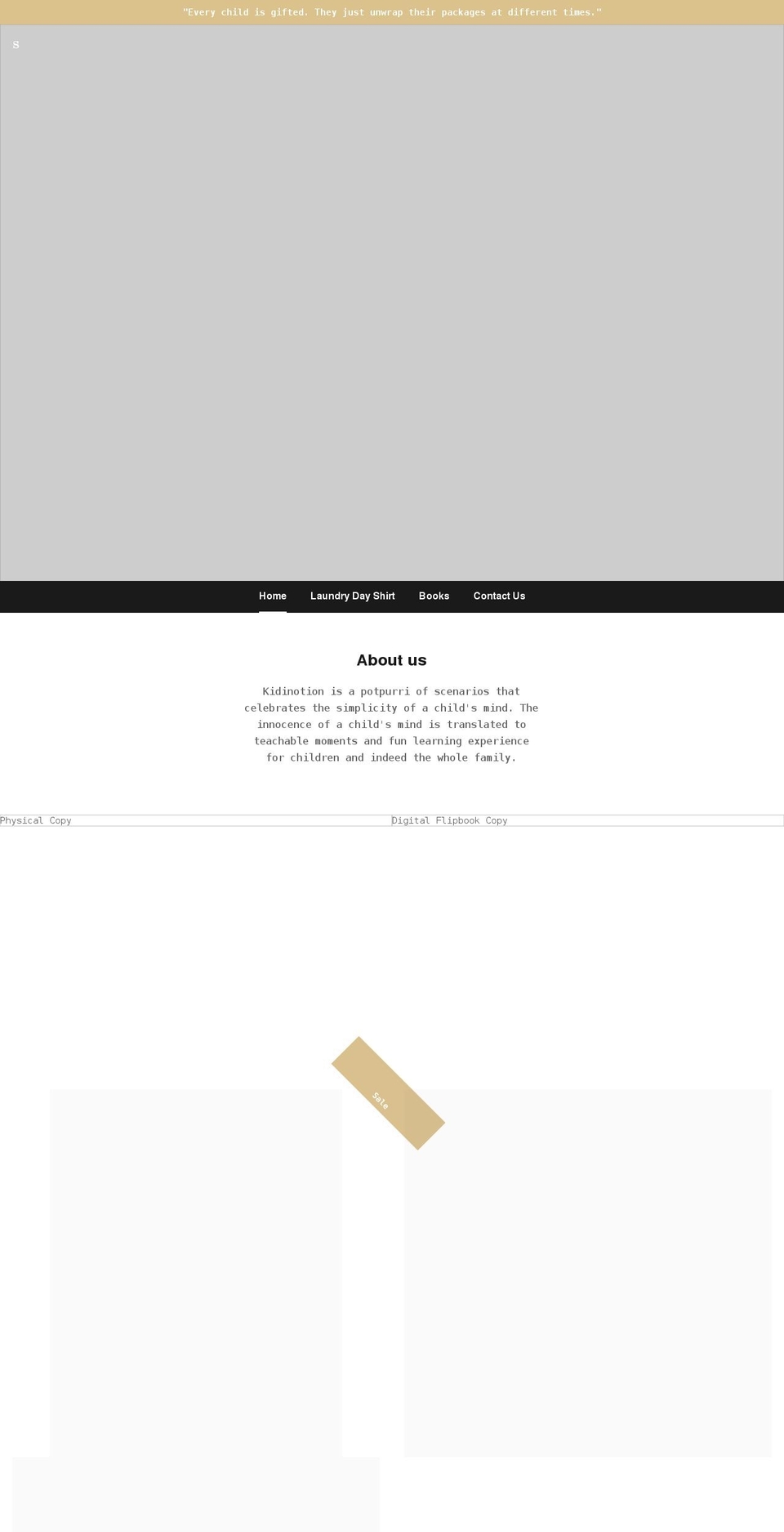 kidinotion.com shopify website screenshot