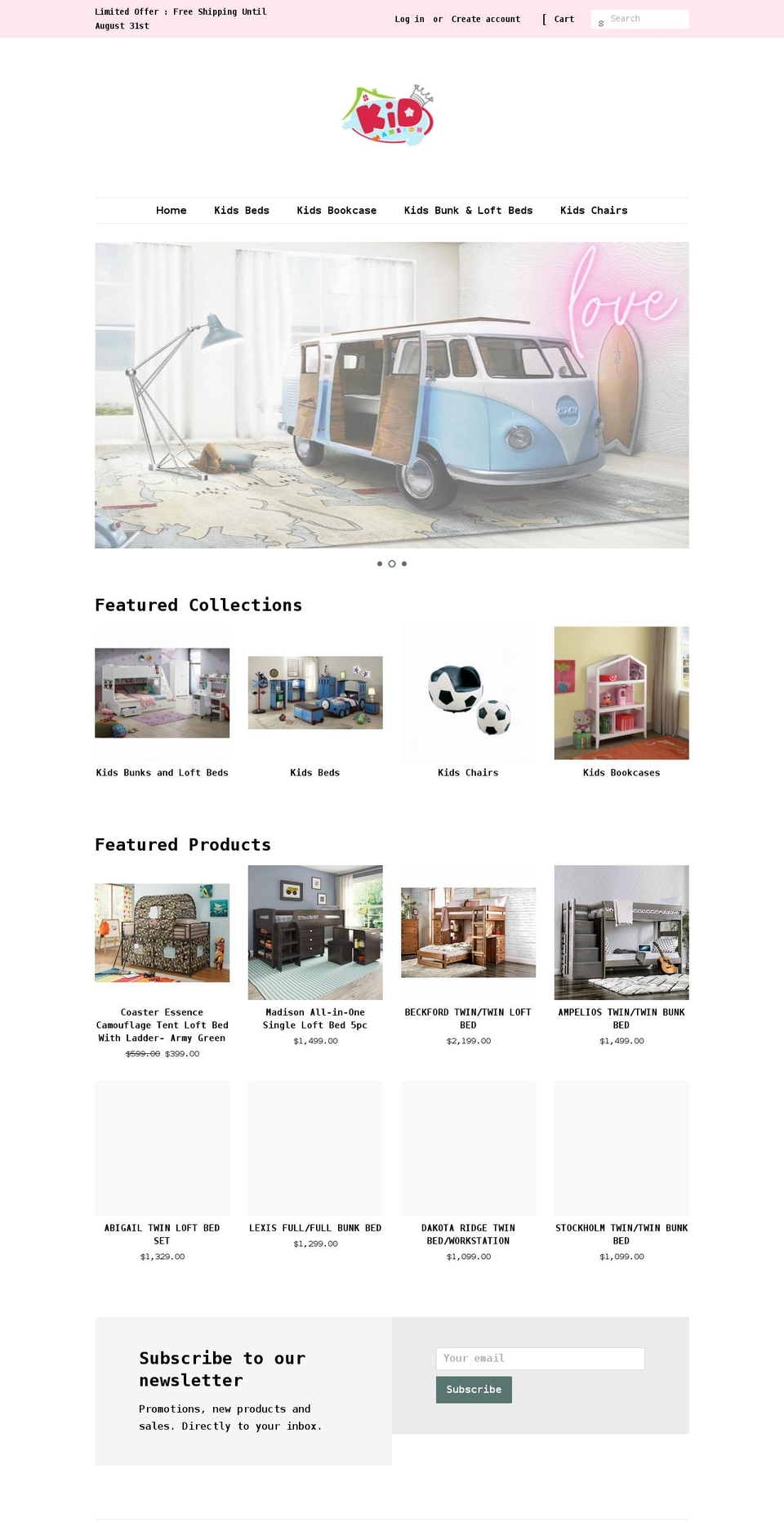 kidmansion.com shopify website screenshot