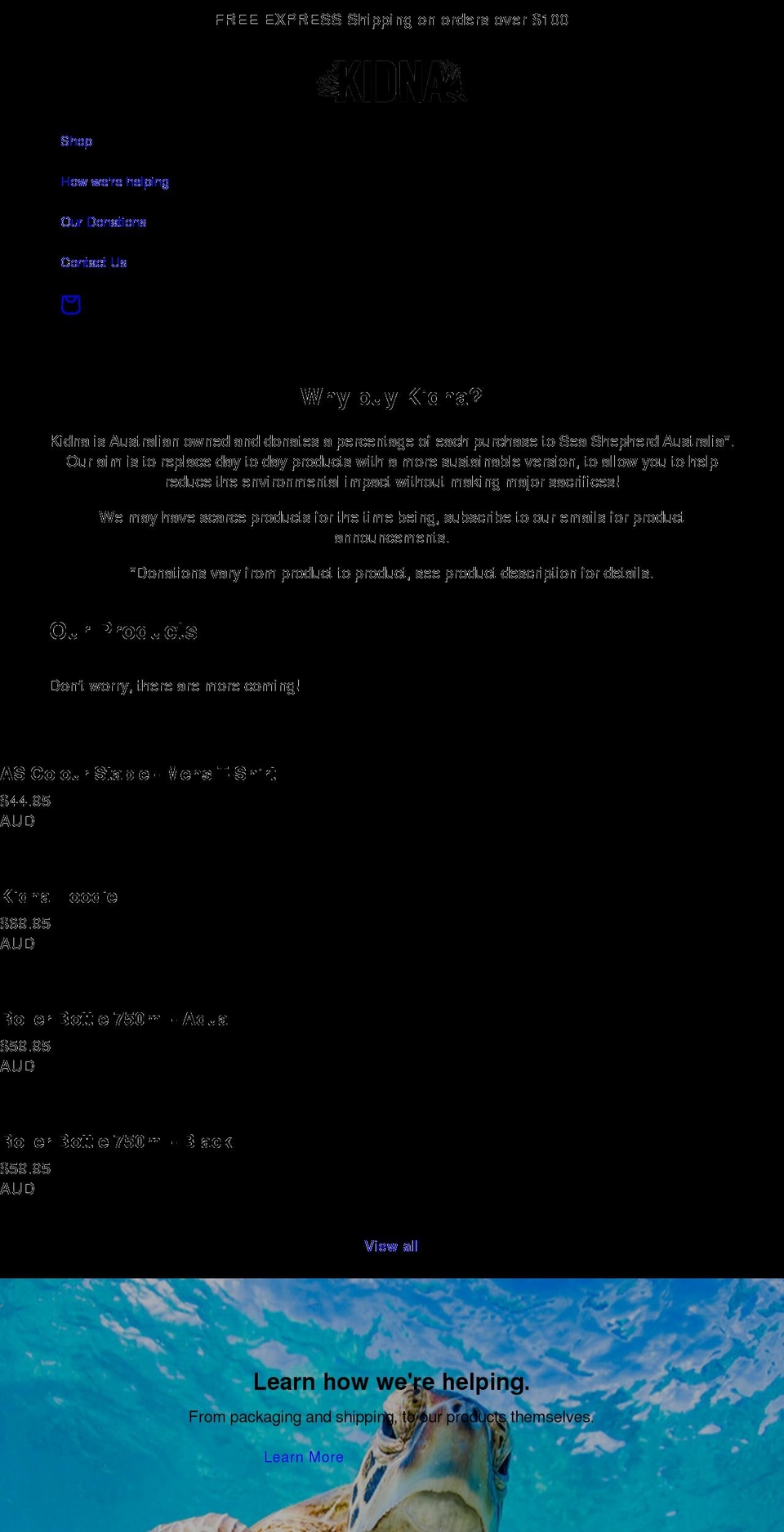 kidna.org shopify website screenshot